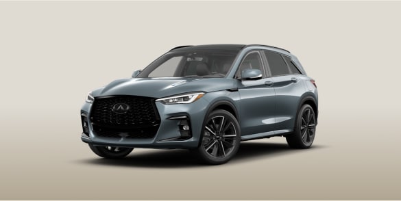front and side profile of parked 2024 INFINITI QX50 luxury crossover SUV
