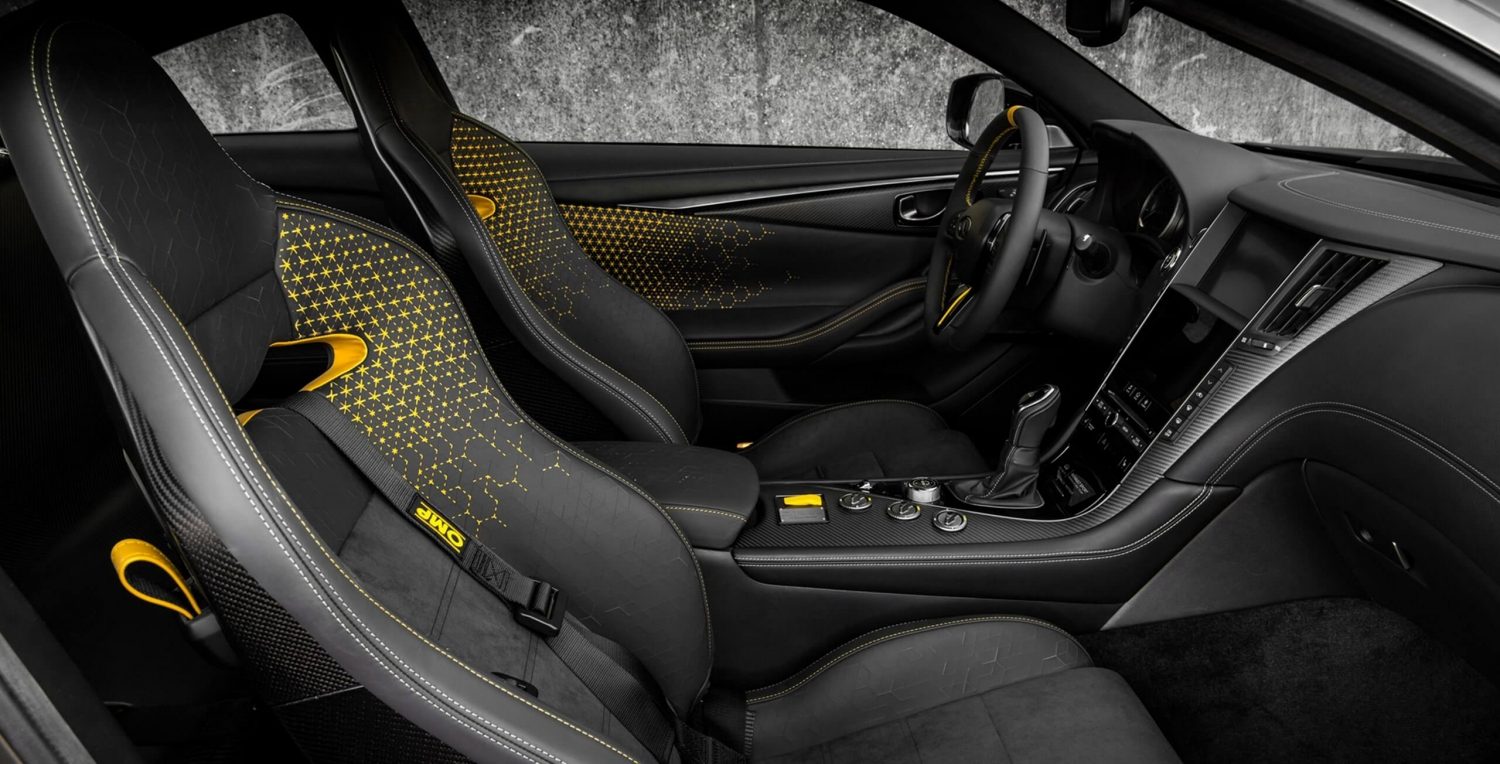 The striking interior cockpit of the INFINITI Q60 Black S sports concept car