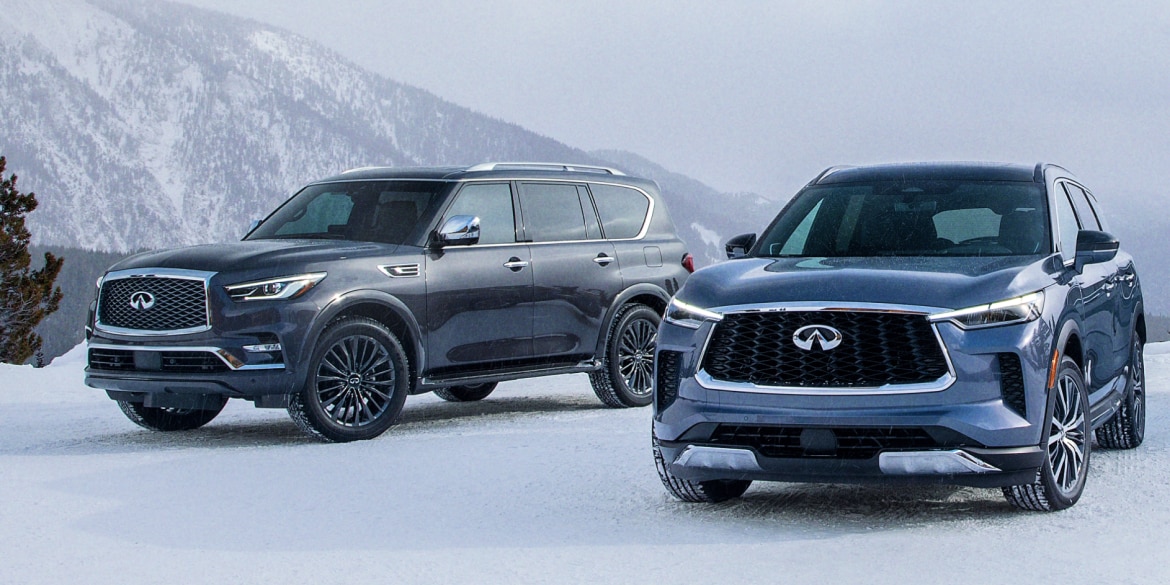 INFINITI QX80 and QX60 side by side.