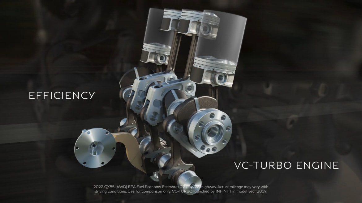 Close up of INFINITI VC-Turbo engine
