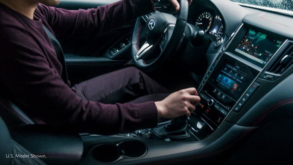 Interior view of 2022 INFINITI Q50 highlighting driver cockpit. U.S. model shown, Model may not be exactly as shown.