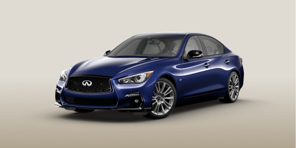 Front and side view of parked 2024 INFINITI Q50