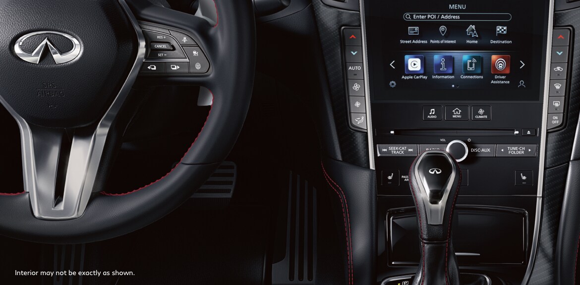 2022 INFINITI Q60 dashboard which includes INFINITI InTouch infotainment 