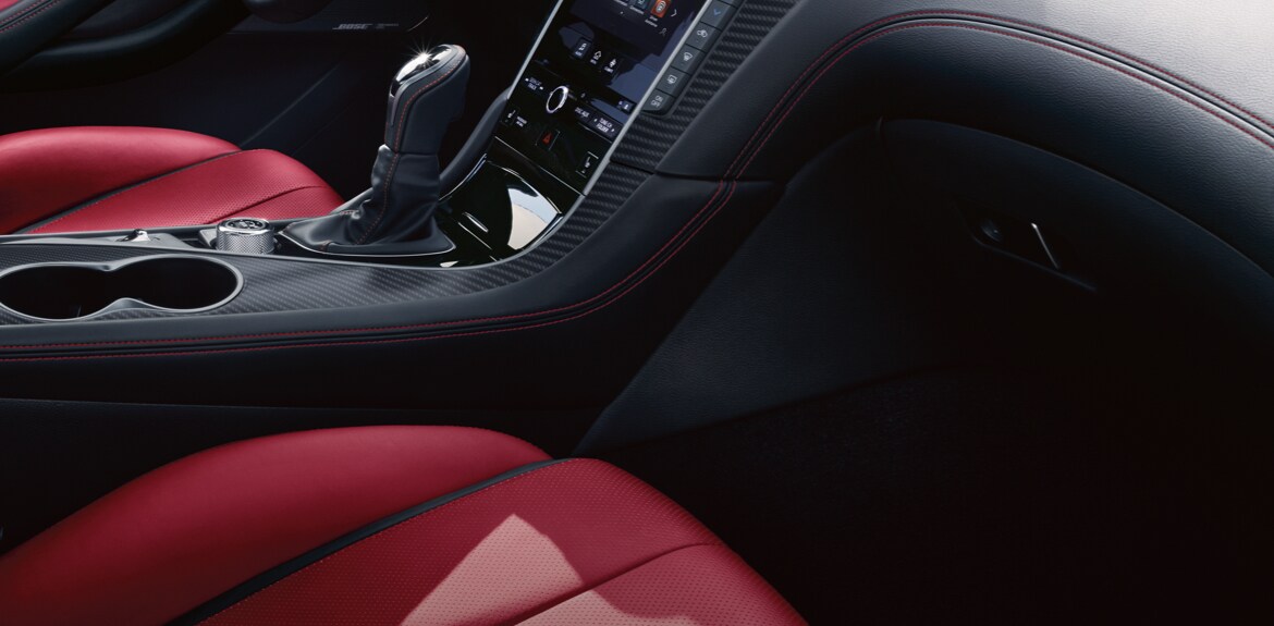 2022 INFINITI Q60 red interior and seat stitching