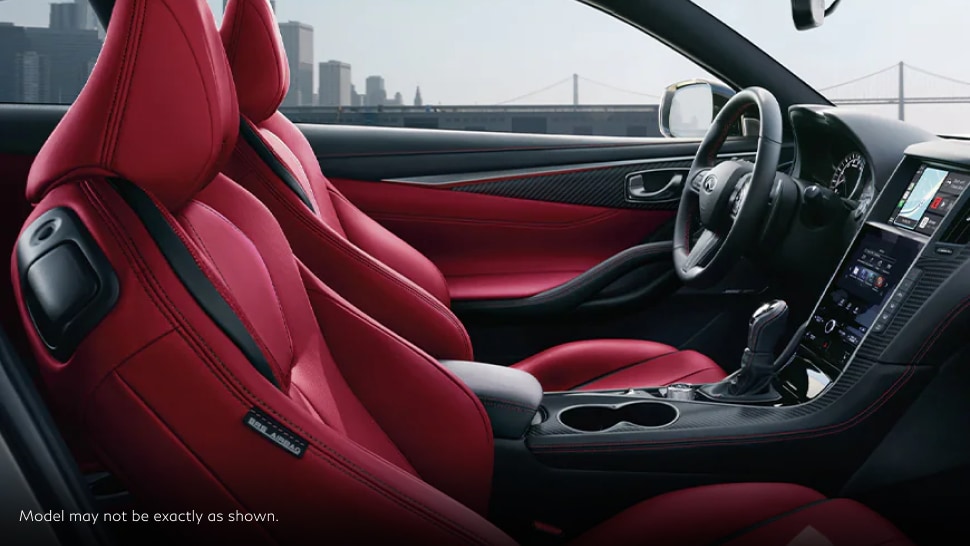 2022 INFINITI Q60 sports car red luxurious interior and seating
