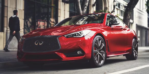 Angled view of a parked 2022 INFINITI Q60 Red Sport I-Line
