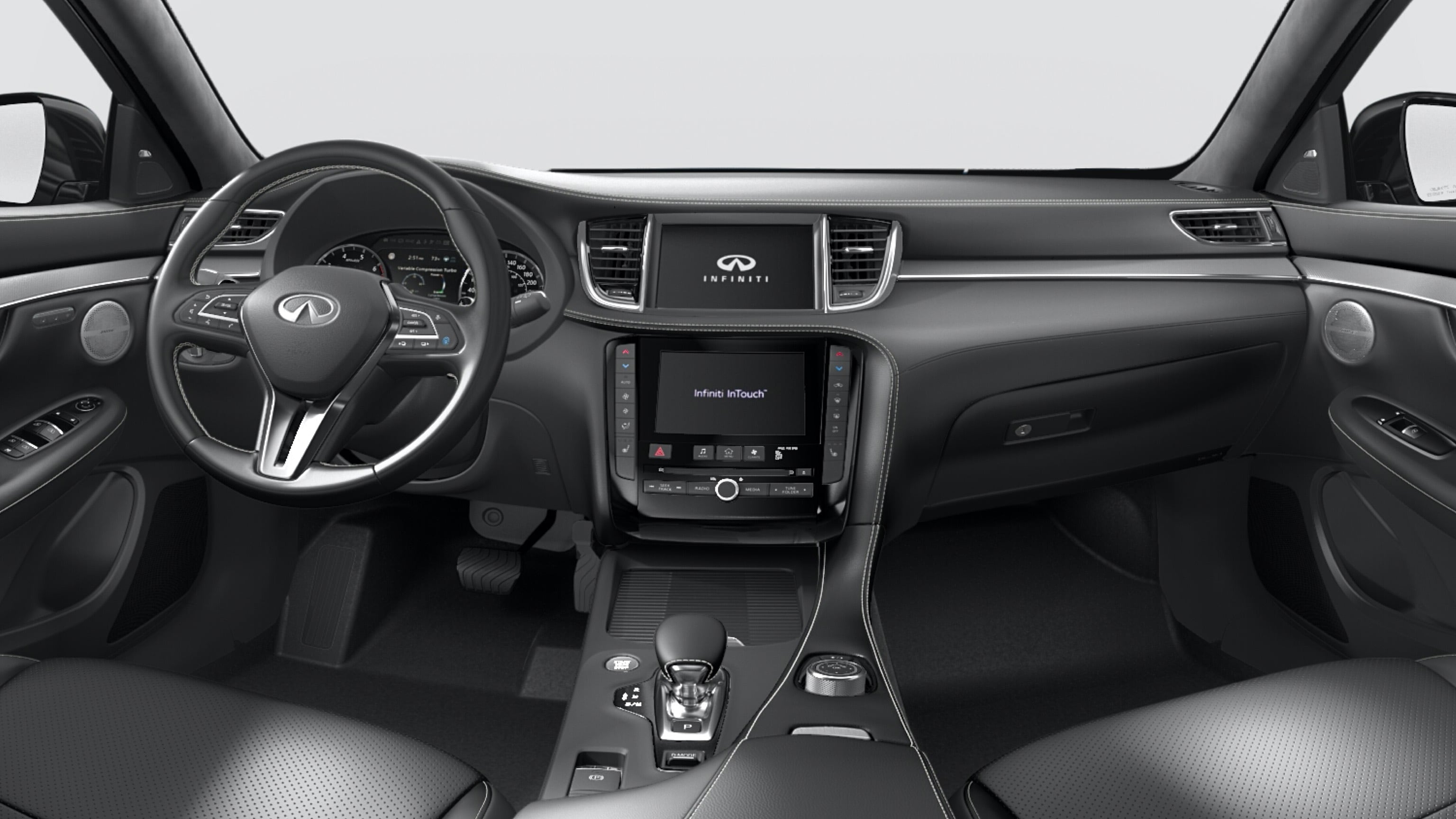 2022 INFINITI QX50 Interior with graphite leatherette seats and painted Aluminum Interior Trim Accents