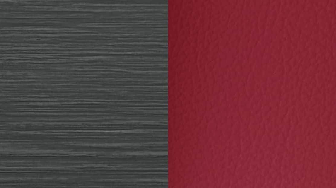 Monaco Red and Graphite Semi-Aniline Leather / Black Natural Maple Wood (Open Pore) Interior Trim